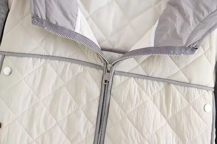 Plus Size Diamond-Quilted Hooded Jacket - Stylish Fall Edition for Women