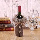 Christmas Wine Bottle Cover with Fur Collar – Santa Coat Bottle Sleeve