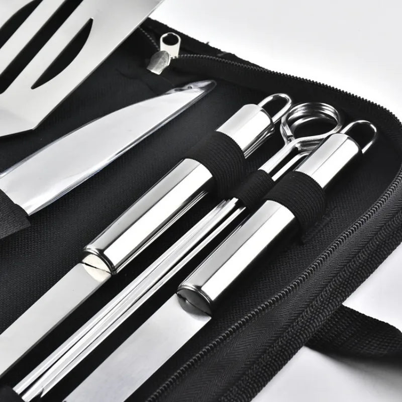 9-Piece Stainless Steel BBQ Utensil Set – Spatula, Tongs & Carrying Case