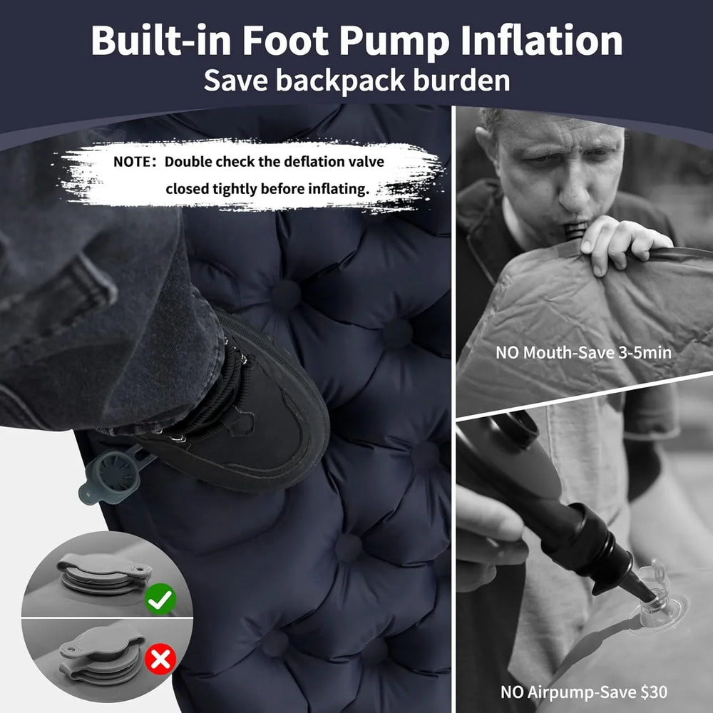 Double Air Mattress – Built-In Foot Pump, Attached Pillows & 120×199cm