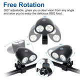 LED BBQ Grill Light – 360° Swivel, Dual-Head LED & Clip Mount