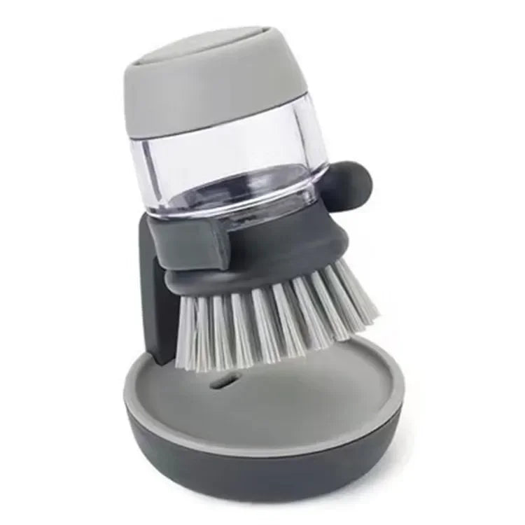 Dish Brush with Soap Dispenser – Ergonomic Grip, Refillable & Countertop Stand