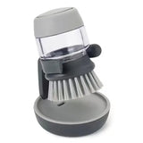 Dish Brush with Soap Dispenser – Ergonomic Grip, Refillable & Countertop Stand