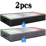 Under-Bed Storage Bags 2-Pack – 90L Each, Clear Zip Lid & Foldable