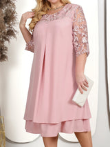 Plus Size Fall Embroidered Banquet Dress - Elegant Autumn Evening Wear