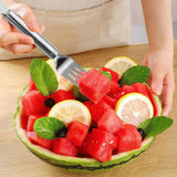Stainless Steel Watermelon Cutter – Dual-Head Cuber & Fork, Food-Safe & Dishwasher-Safe