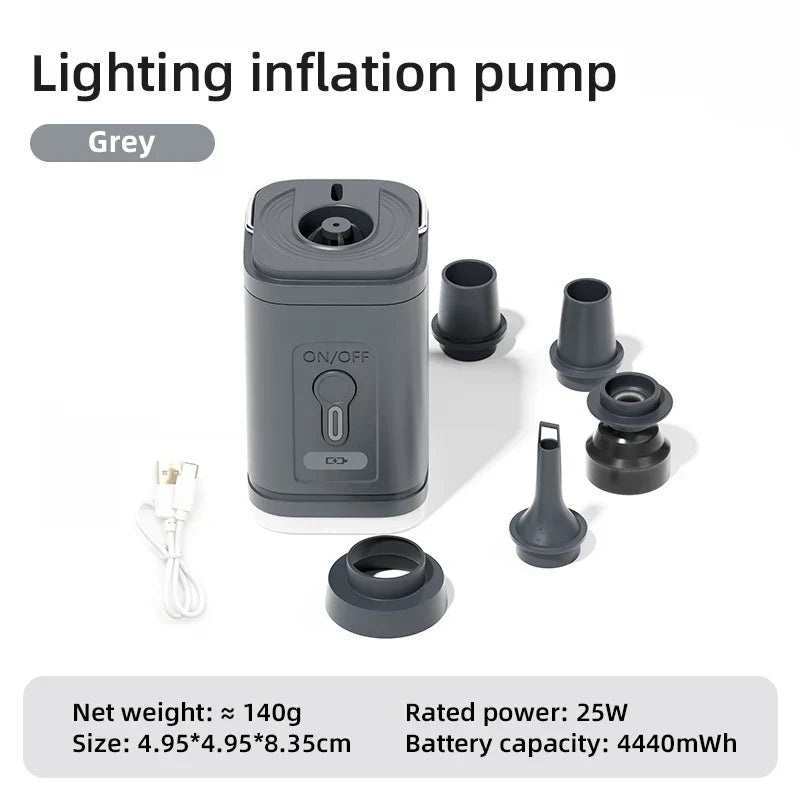 Electric Air Pump – USB Rechargeable, 2-in-1 Inflate & Deflate, Multiple Nozzles
