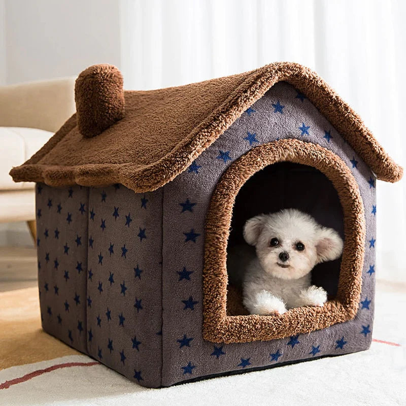 Weiches Tierhaus-Bett für Katzen und kleine Hunde – Gemütliches Schlafhäuschen mit Kuschelfunktion