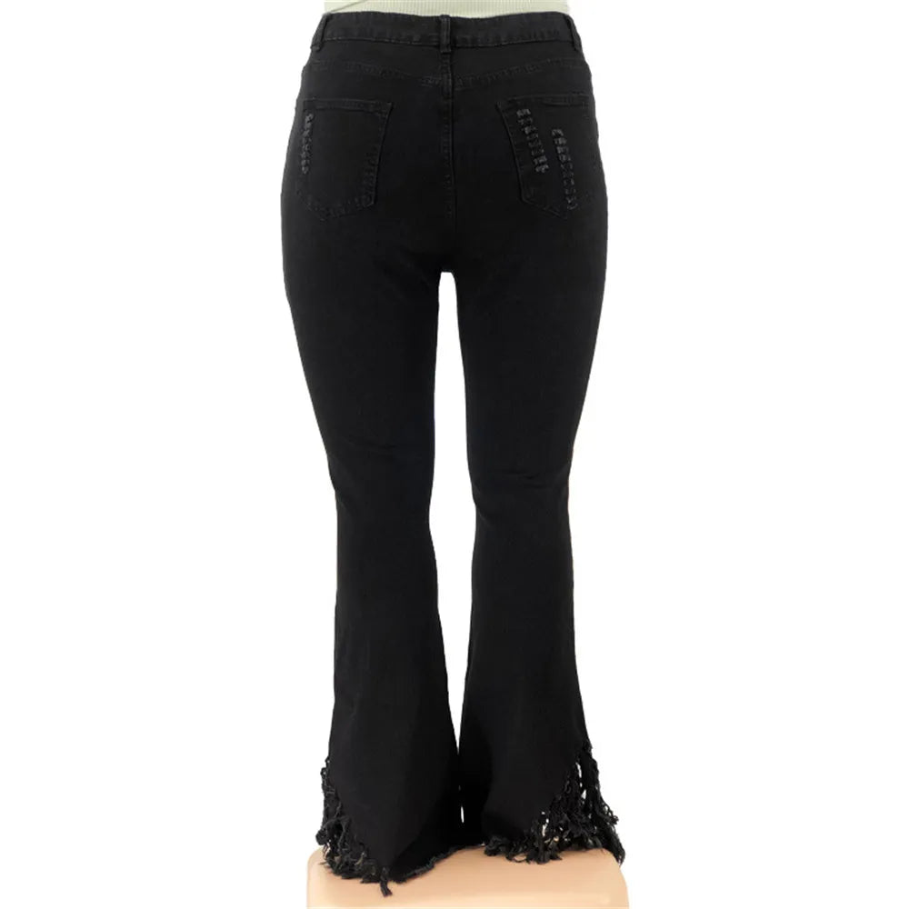 Plus-Size Stretch Flared Jeans for Women - Comfortable & Stylish Denim Trousers