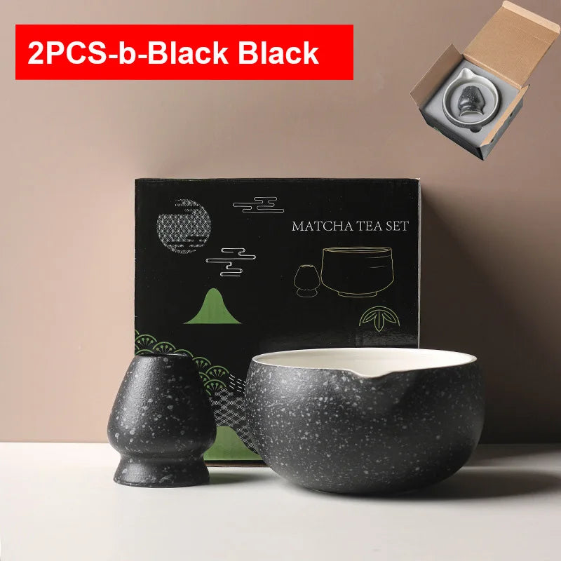 Japanese Matcha Bowl Set Green 550ml Ceramic with Spout for Tea Ceremony