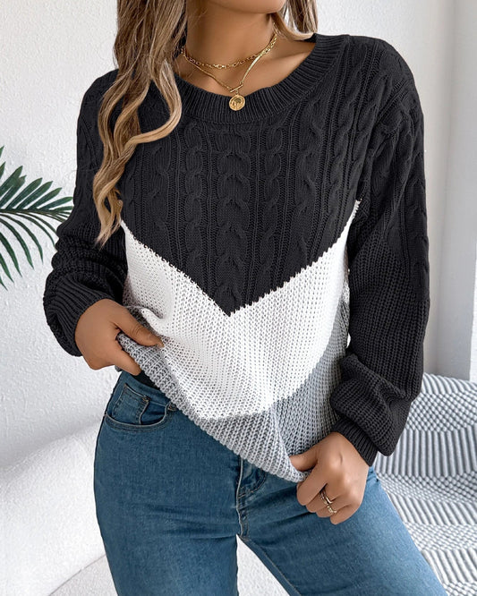 Chloé Chevron Knit Sweater - Stylish Women's Pullover for Cozy Elegance
