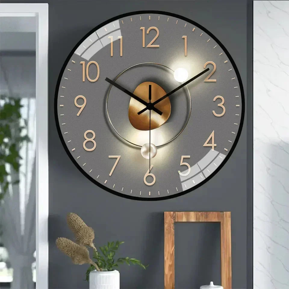Silent Wall Clock 20cm – Glass Cover, Metal Hands & Silent Quartz Movement