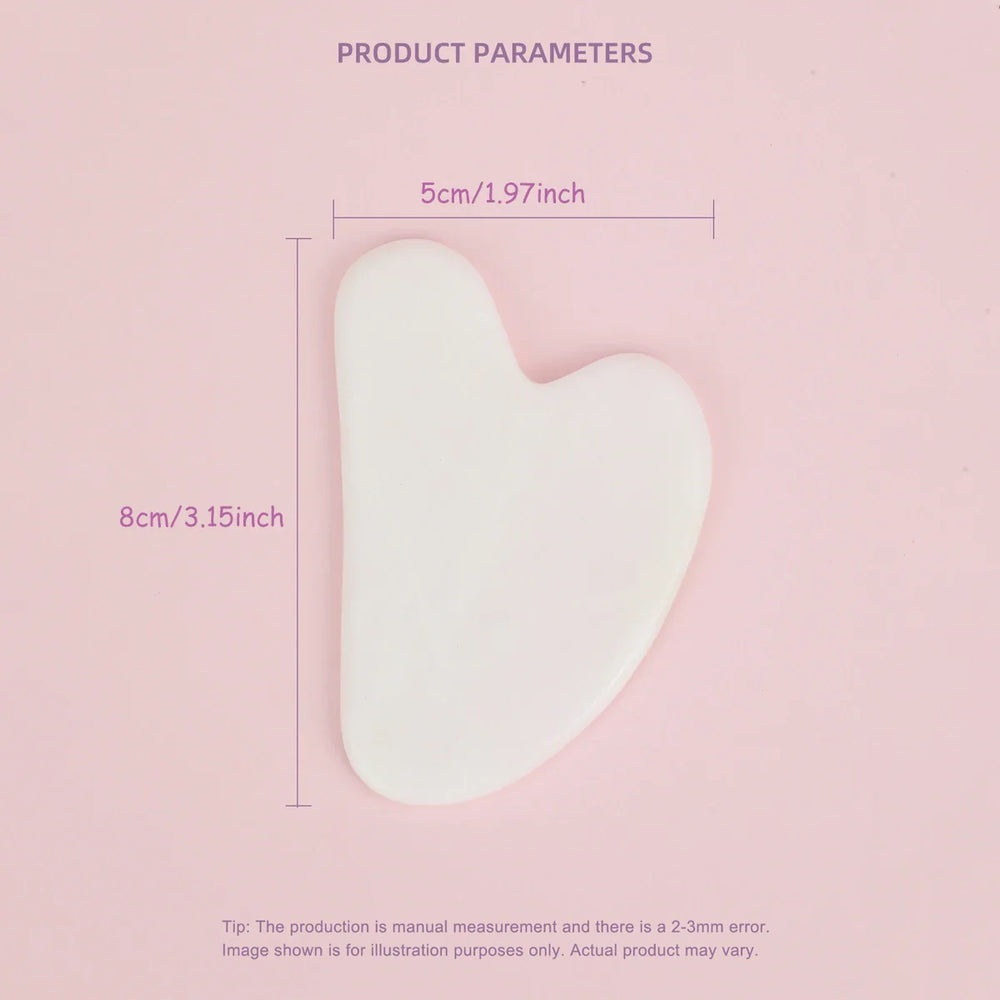White Jade Gua Sha Tool – Heart-Shaped, Facial Massage & Cooling