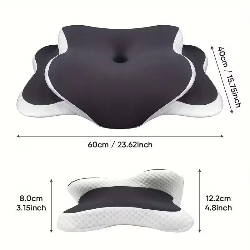 Ergonomic Memory Foam Neck Pillow – Butterfly Shape, Dual Height & Washable Cover