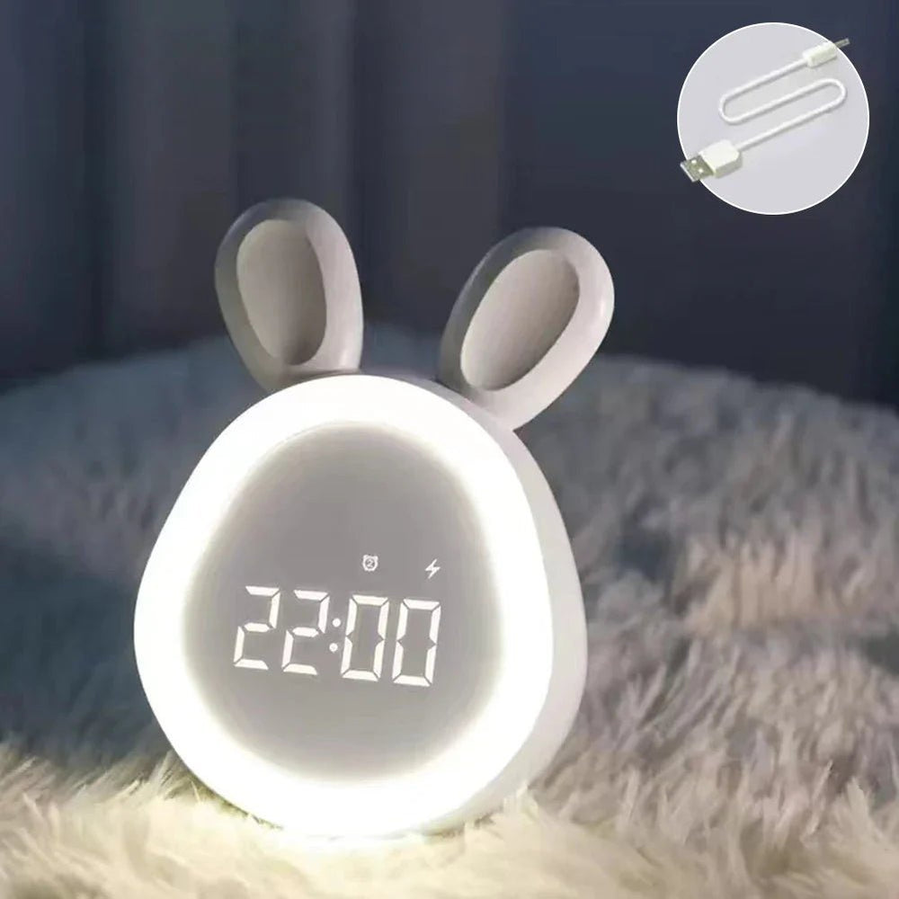 Kids' Bunny-Shaped Alarm Clock with LED Night Light – BunniGlow