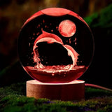 3D Laser-Engraved Crystal Glass Sphere with Color-Changing LED Base - Stunning Decorative Art Piece