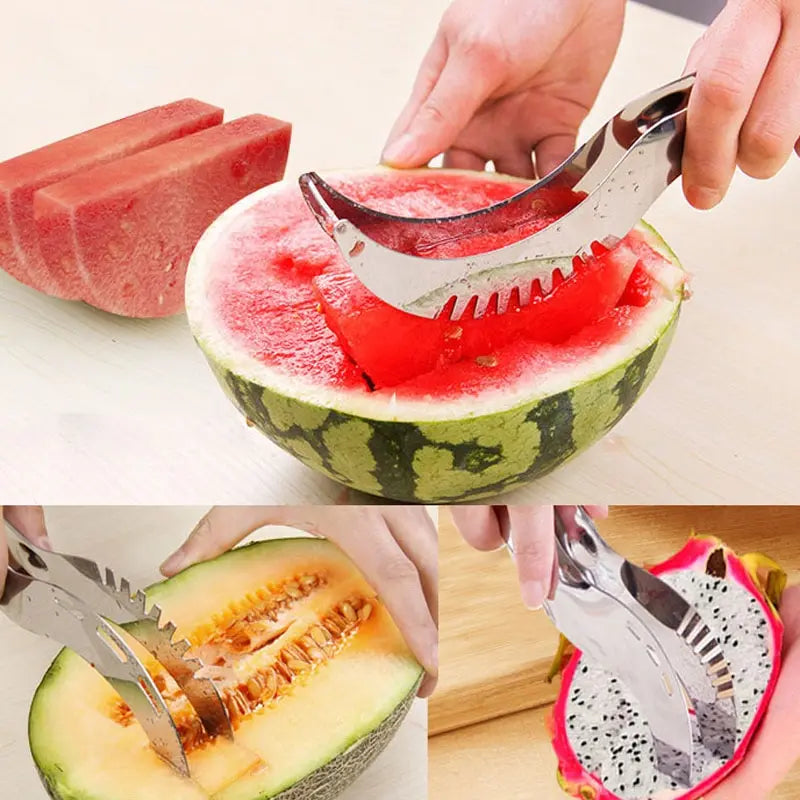 Stainless Steel Watermelon Cutter – Cut & Serve, Serrated Blade & Rust-Free