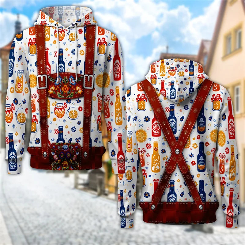 3D Bavarian Hoodie with Beer Mug Print – ProstZeit Oktoberfest 2025