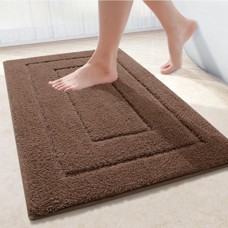 Non-Slip Microfiber Bath Rug – Double-Frame Design, Absorbent & Machine-Washable