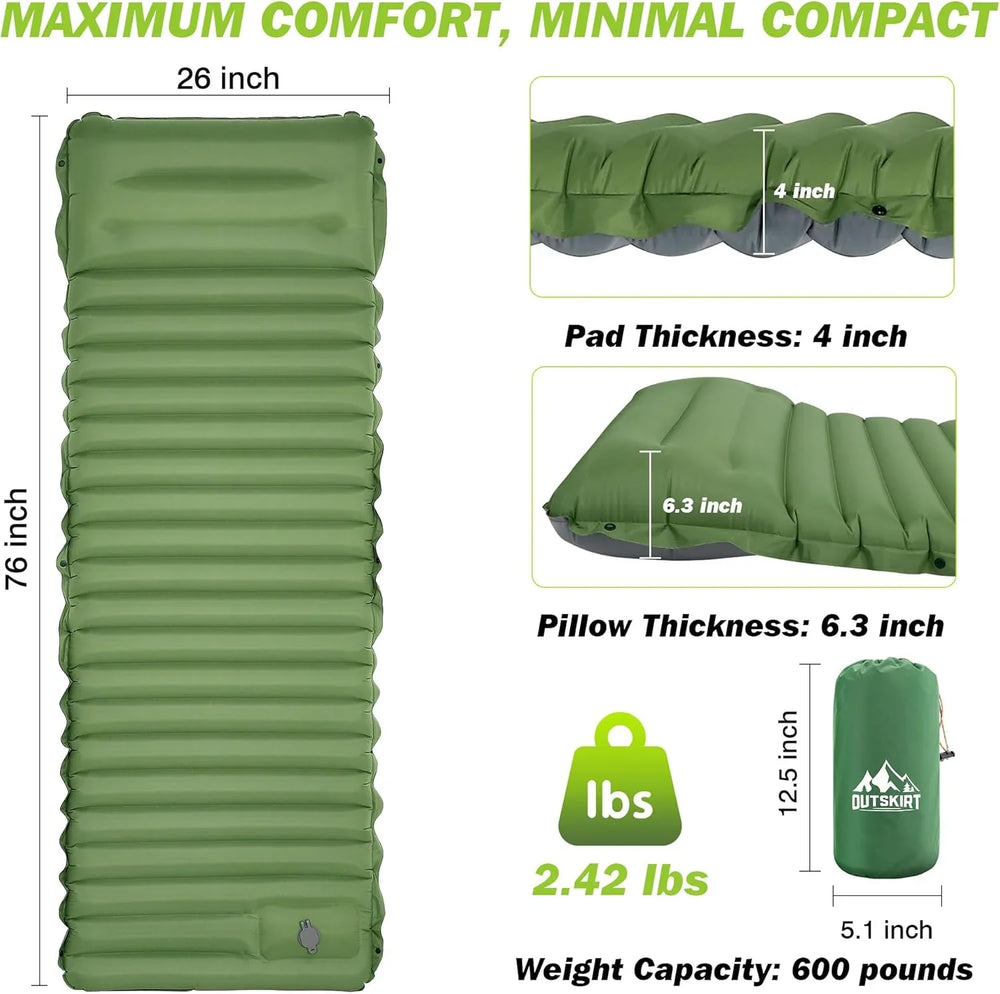Self-Inflating Camping Sleeping Pad – 10cm Thick, Connectable & Compact