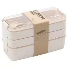 Bento Lunch Box – 3-Tier Design, Wheat Straw Material & 900ml Capacity