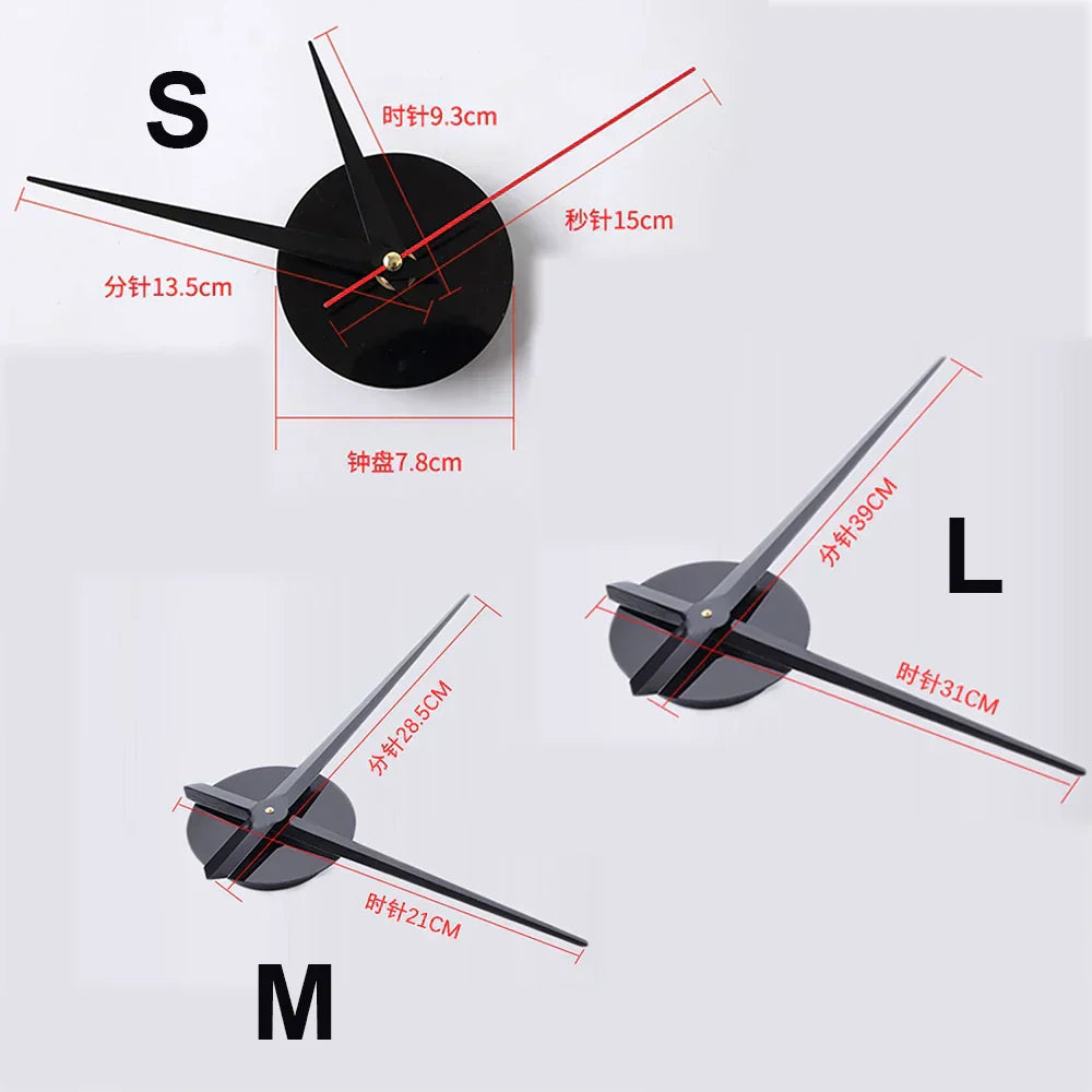 3D Acrylic Wall Clock – Self-Adhesive, Quartz Movement & Up to 130cm