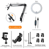 Kalsten | LumiFlex LED ring light with flexible arm & phone holder | 3 light colors & USB connection | Perfect for livestream, video & selfie