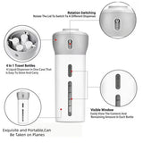 4-in-1 Travel Dispenser Bottle – Refillable, Leak-Proof & 4 Chambers
