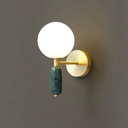 Wall Lamp – Marble and Glass Design, Gold Finish & Modern Sconce Style