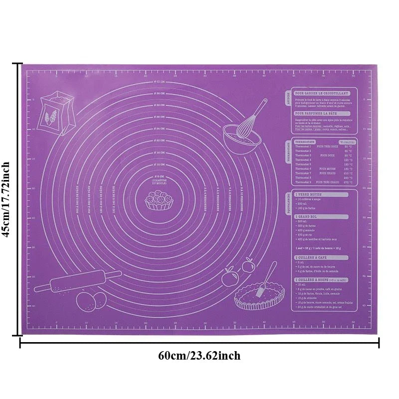 Silicone Baking Mat with Measurements – Non-Slip, 65×45 cm & Food-Grade BPA-Free