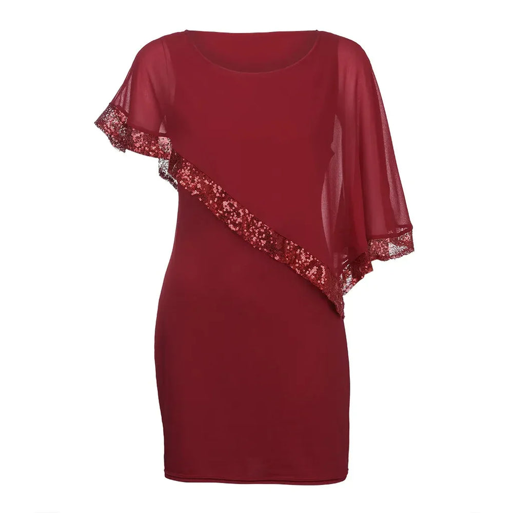 Elegant Plus-Size Sequined Fall Dress - Perfect for Special Occasions