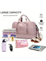 Travel Duffel Bag – Women's Pink, Shoe Compartment & Trolley Sleeve