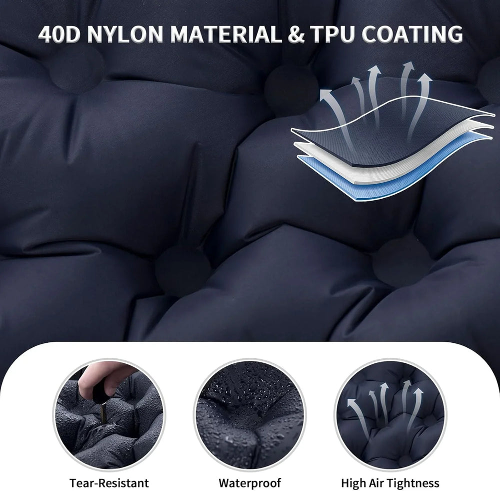 Double Air Mattress – Built-In Foot Pump, Attached Pillows & 120×199cm