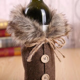 Christmas Wine Bottle Cover with Fur Collar – Santa Coat Bottle Sleeve
