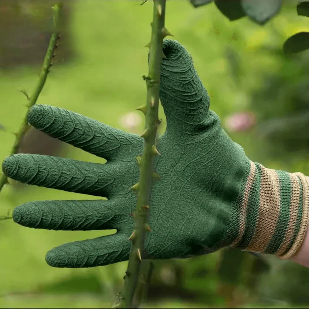 Thorn-Resistant Garden Gloves – Unisex, Waterproof Latex & Breathable Green