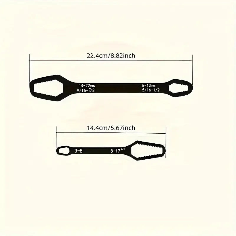 Adjustable Double-Head Wrench – 3-17mm & 8-24mm Range, Universal Bolt & Nut Tool