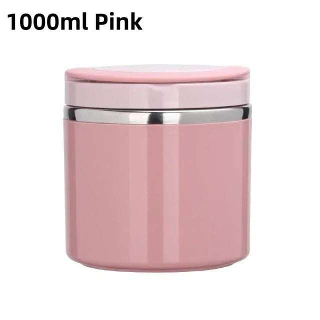 Insulated Stainless Steel Lunch Box – 630-1000ml, Leakproof Lid & Carry Handle