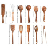 11-Piece Wooden Kitchen Utensil Set with Whisk – Durable & Eco-Friendly Cooking Tools