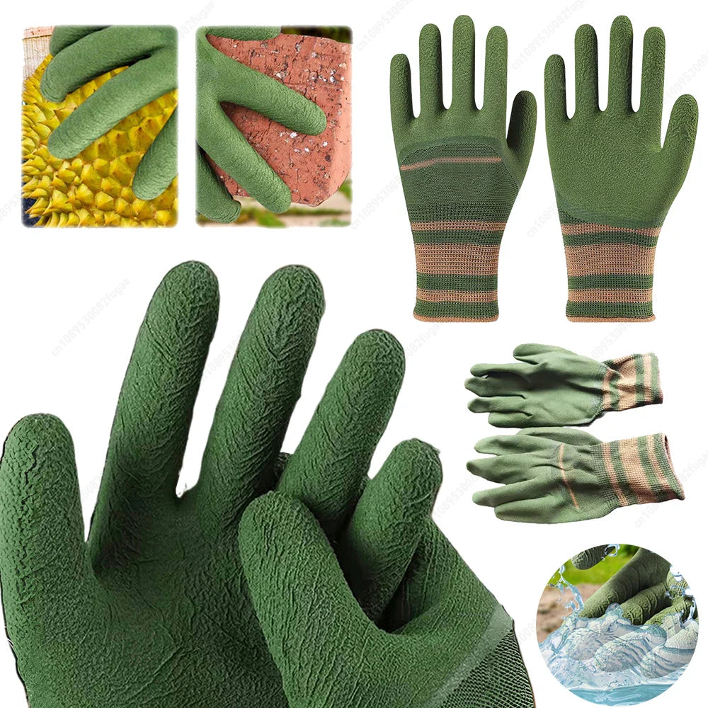 Thorn-Resistant Garden Gloves – Unisex, Waterproof Latex & Breathable Green