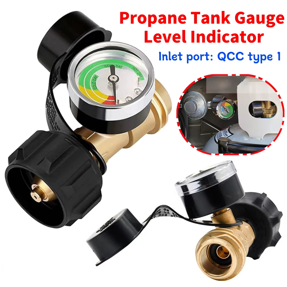 Propane Tank Gas Gauge – Level Indicator, Leak Detector, QCC Type 1 for BBQ & Camping