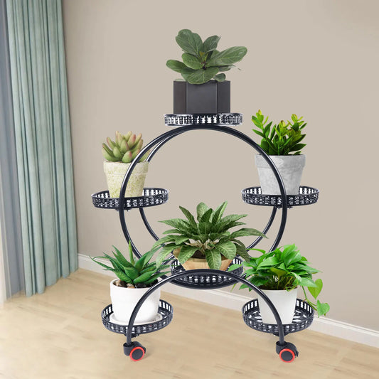 Metal Plant Stand – 6-Tier, Rolling Wheels & Indoor/Outdoor Use