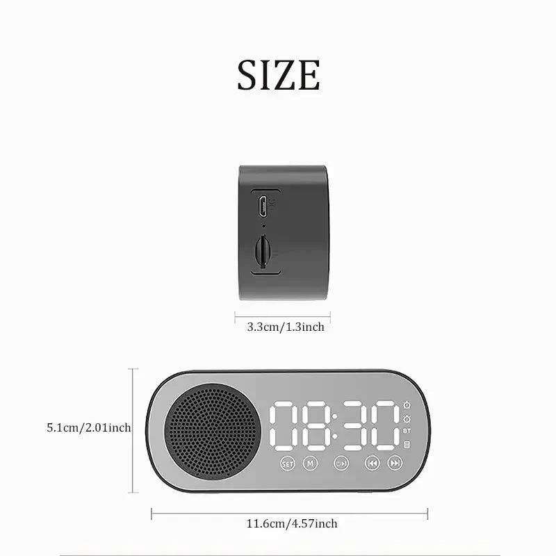 Bluetooth Alarm Clock – LED Display, FM Radio & Built-In Subwoofer Speaker