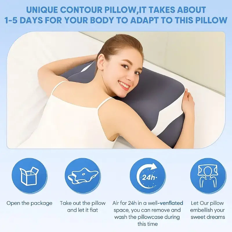 Ergonomic Memory Foam Neck Pillow – Butterfly Shape, Dual Height & Washable Cover