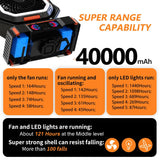 Rechargeable Camping Fan with 40,000mAh Battery & LED Lantern – F22