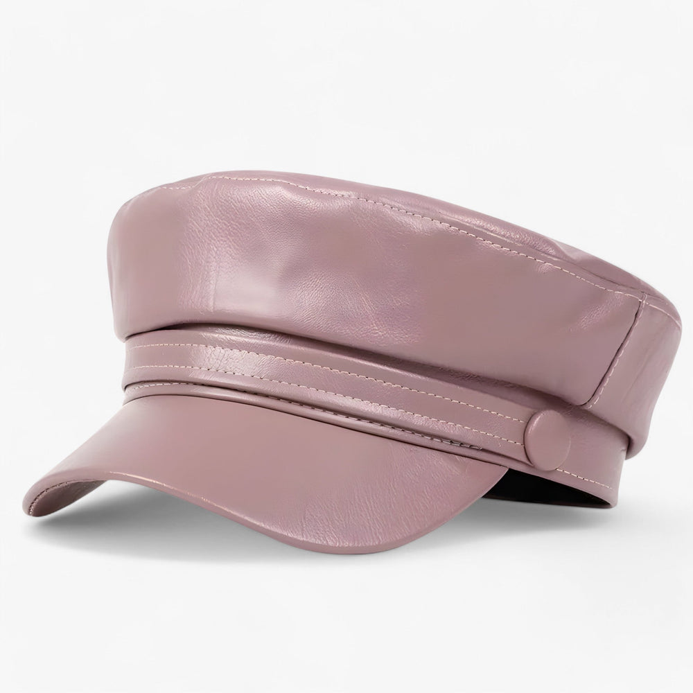 Octagonal Leather Flat Cap – Unisex, PU Leather & Adjustable Newsboy Fit