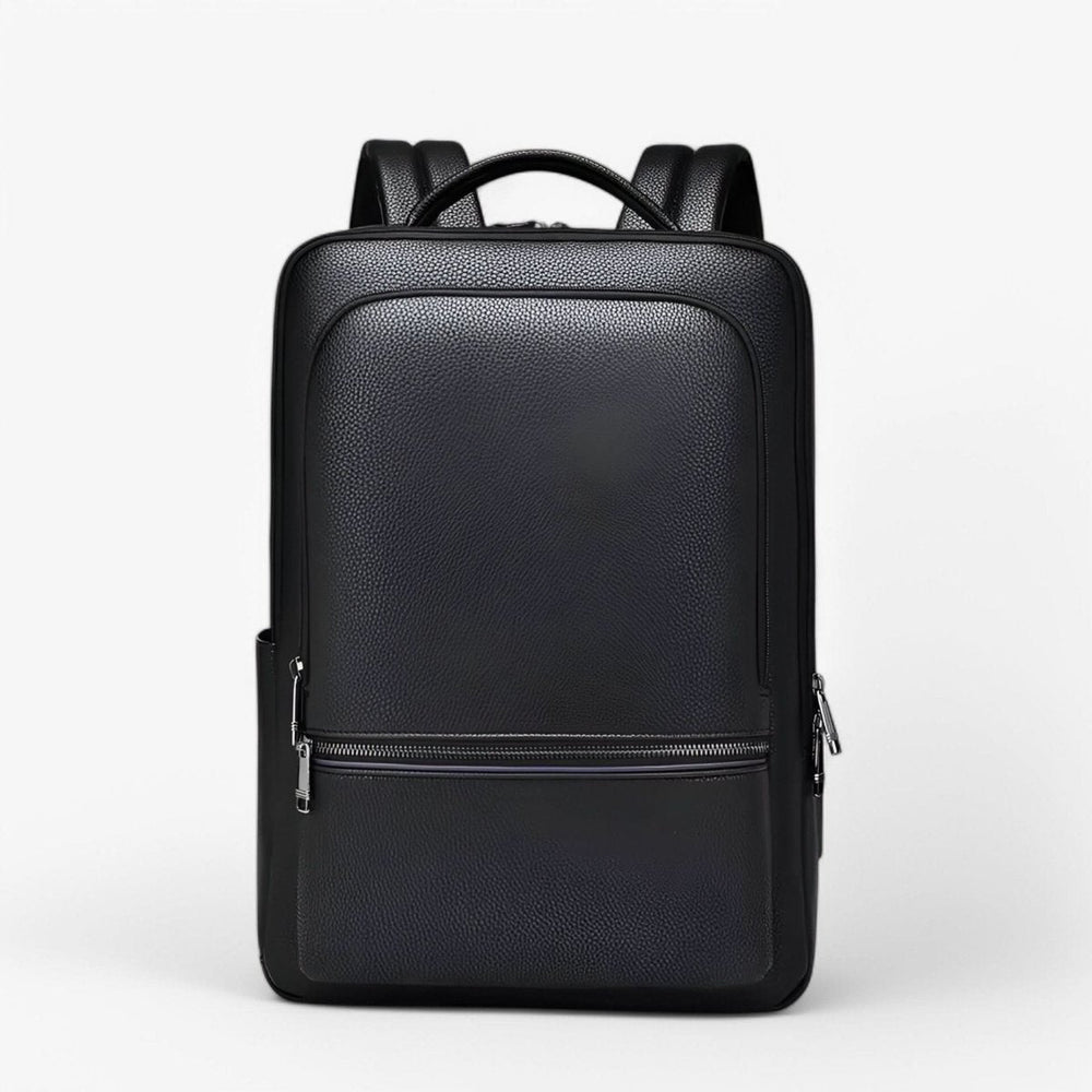 Men's Leather Laptop Backpack – USB Charging Port, 15.6-Inch Sleeve & PU Leather