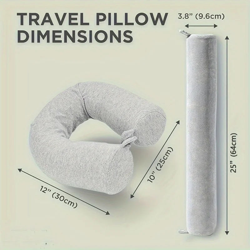 Bendable Memory Foam Travel Pillow – Neck & Chin Support, Washable Cover
