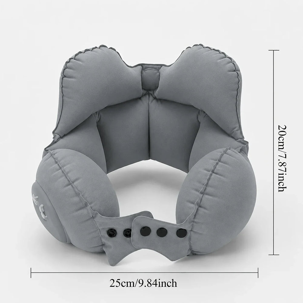 Inflatable Travel Neck Pillow – Push-Button Inflation, U-Shape & Adjustable Buckle