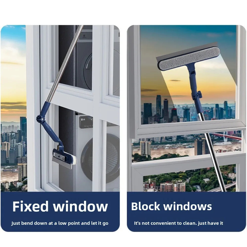 Telescopic Window Cleaner – Extendable 60–160cm, Swivel Head & Microfiber Pad