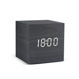 Wooden LED Alarm Clock – Temperature Display, Sound Activation & USB/Battery Power